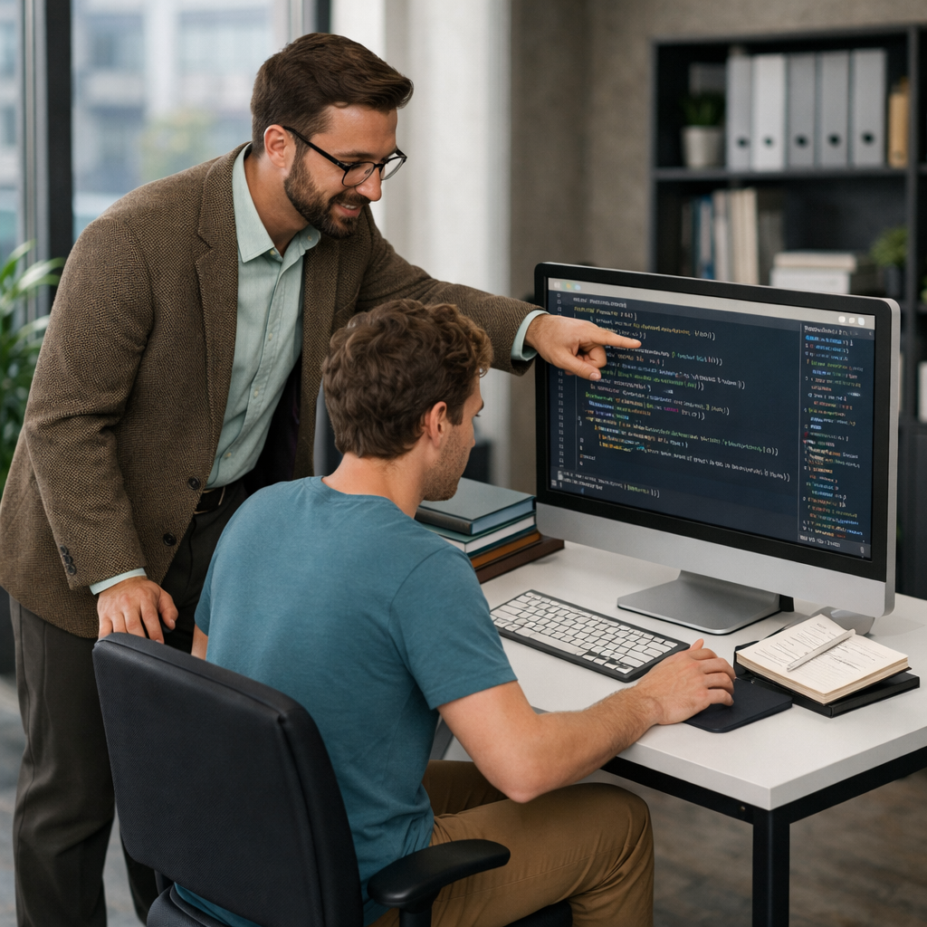 Esperto di sviluppo mentre svolge attività di formazione